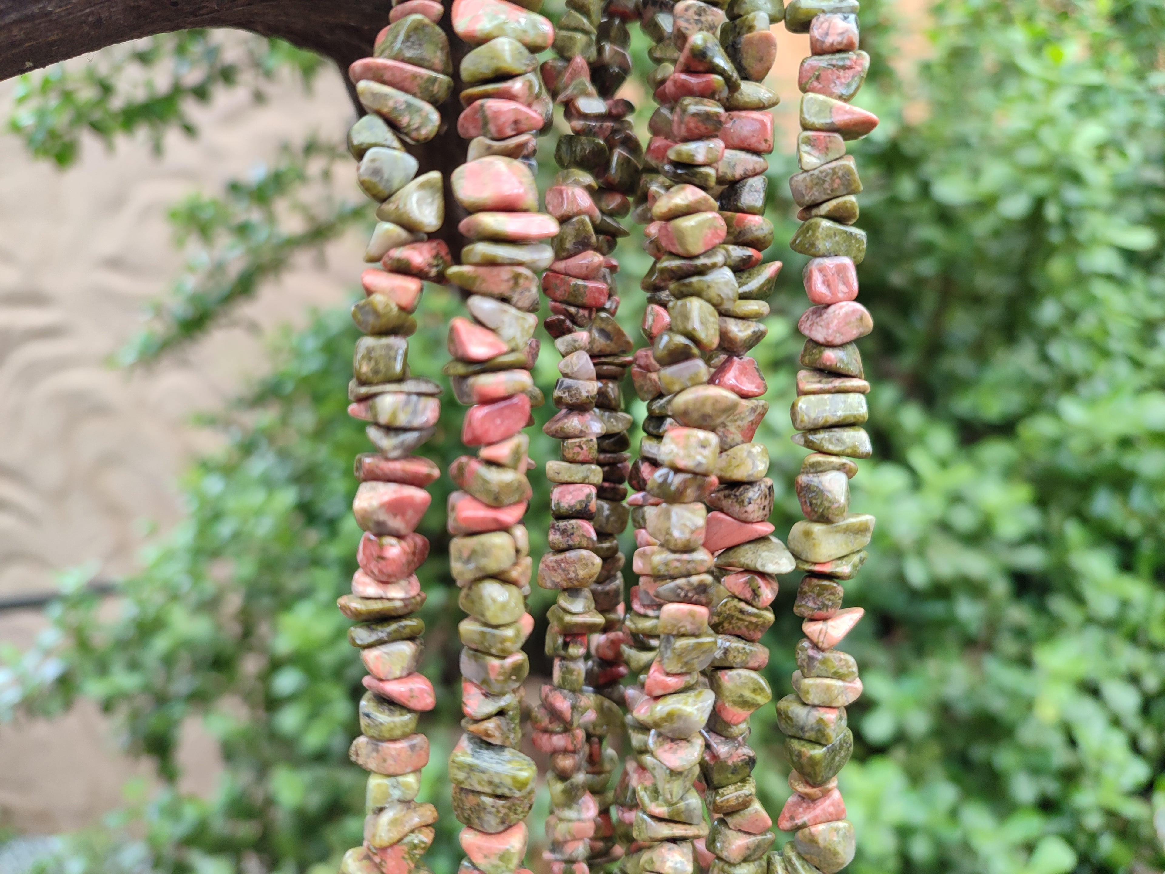 Polished Unakite Beaded Tumble Chip Necklace - Sold Per Item - From South Africa - Toprock Gemstones and Minerals 