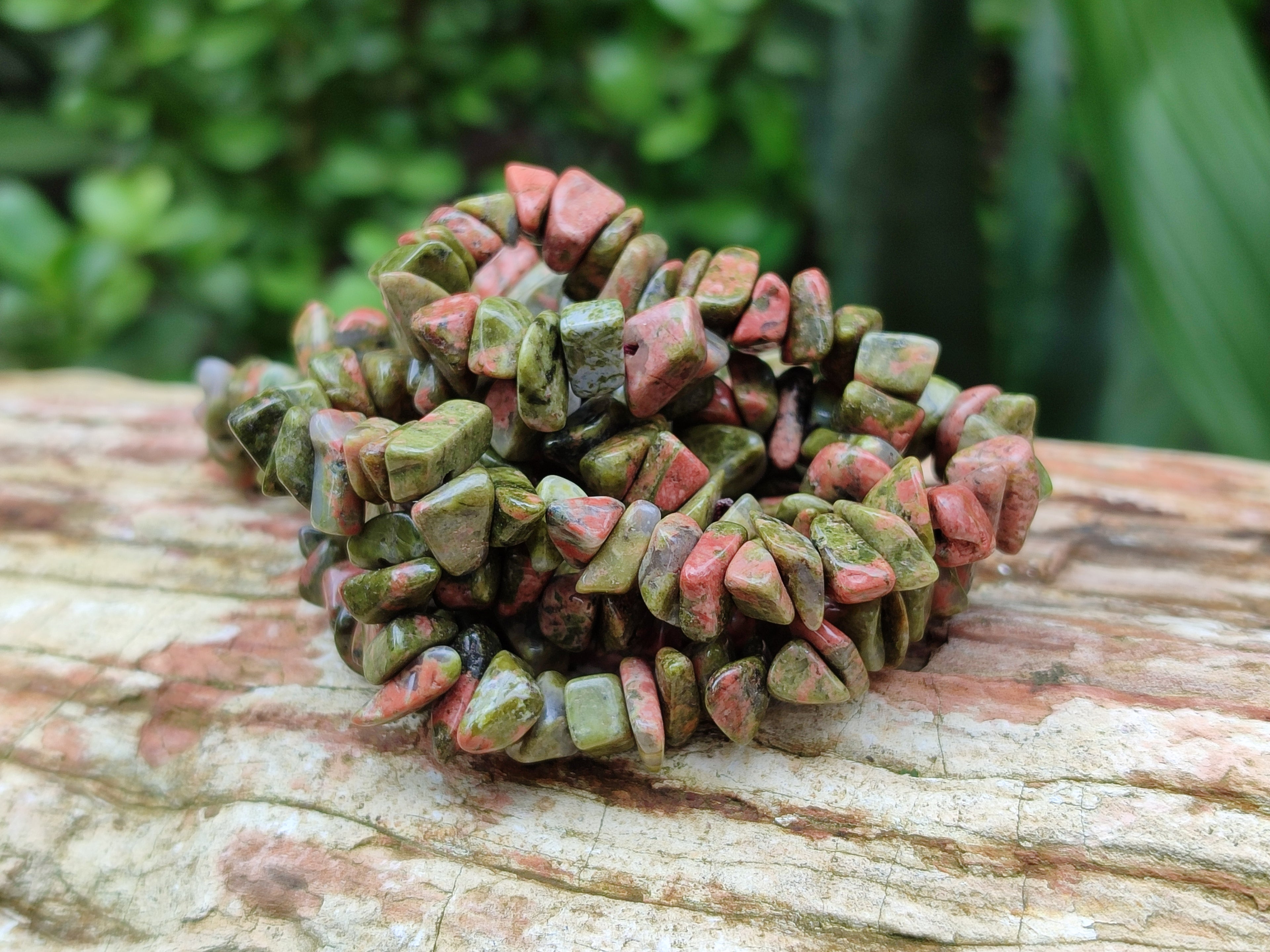 Polished Unakite Beaded Tumble Chip Necklace - Sold Per Item - From South Africa - Toprock Gemstones and Minerals 