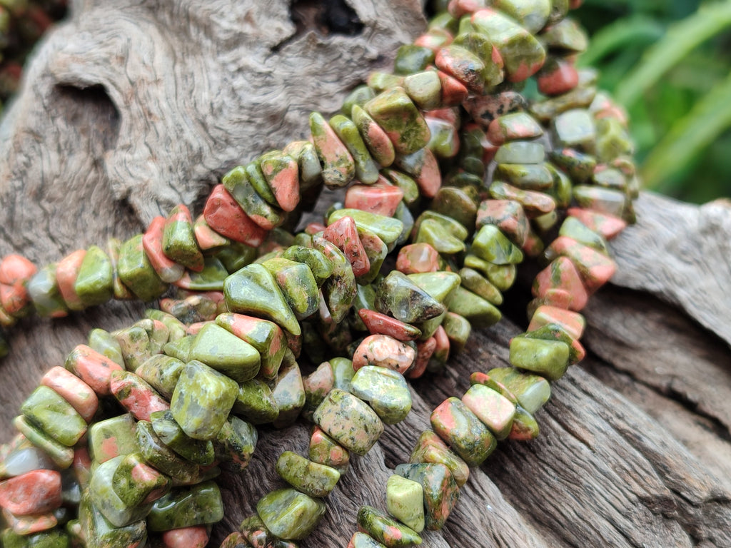 Polished Unakite Beaded Tumble Chip Necklace - Sold Per Item - From South Africa - Toprock Gemstones and Minerals 