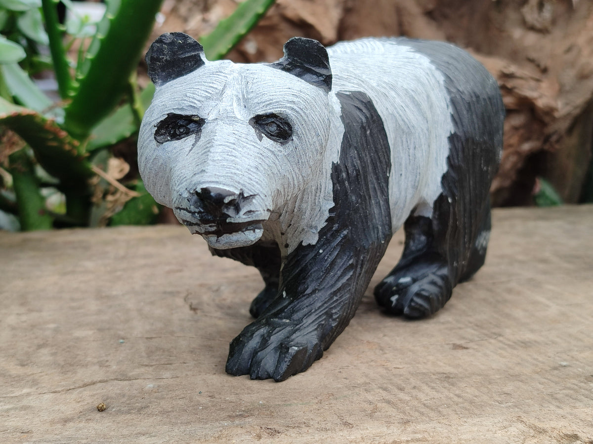 Hand Made Wonder Stone Panda Carving x 1 From Zimbabwe - Toprock Gemstones and Minerals 