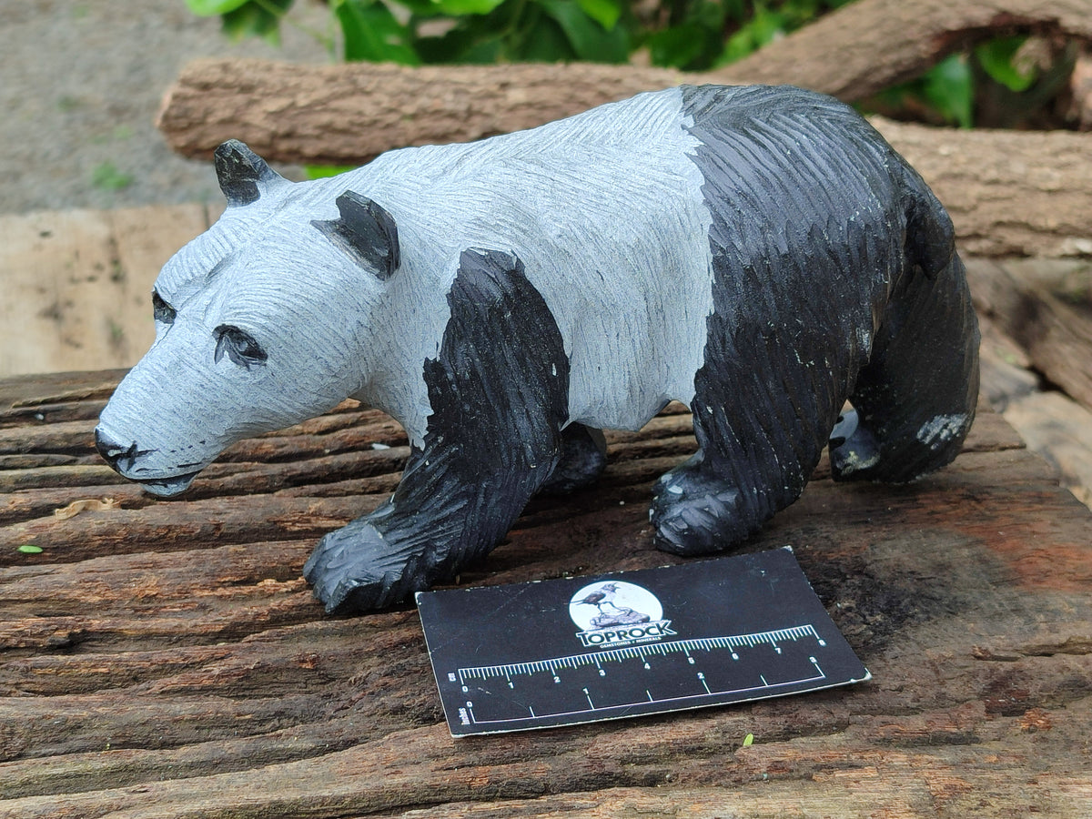 Hand Made Wonder Stone Panda Carving x 1 From Zimbabwe - Toprock Gemstones and Minerals 