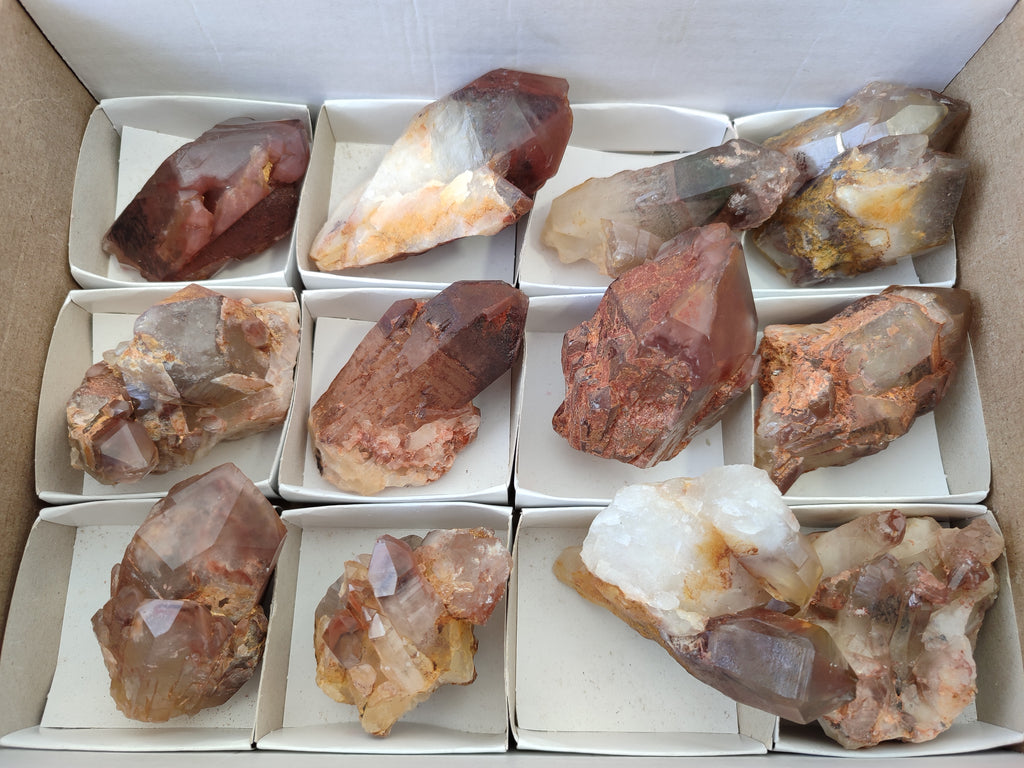 Natural Red Hematoid Quartz Clusters x 12 From Karoi, Zimbabwe - Toprock Gemstones and Minerals 