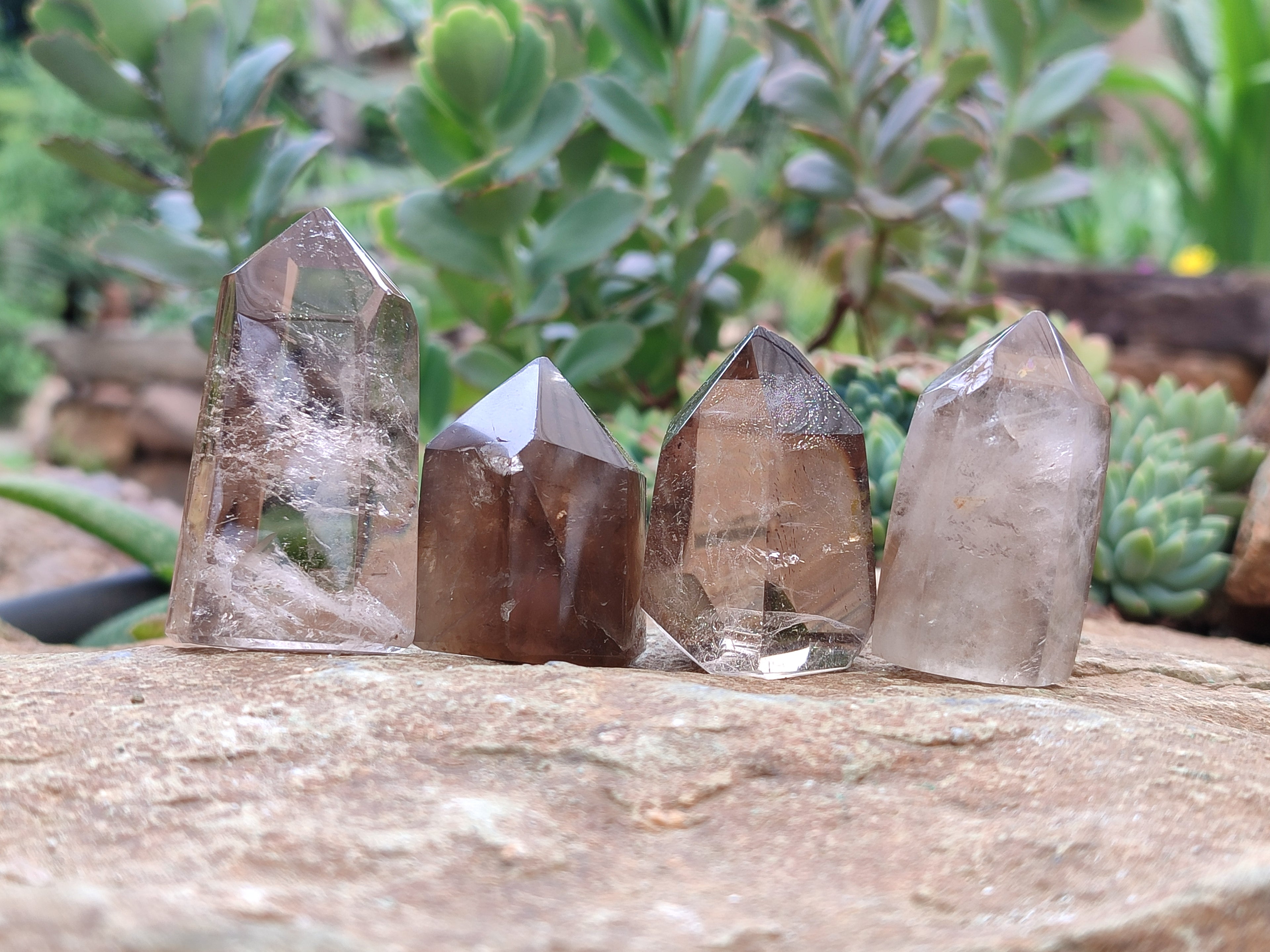 Polished Smokey Quartz Crystals x 20 From Madagascar - Toprock Gemstones and Minerals 