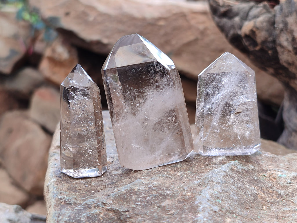 Polished Smokey Quartz Crystals x 20 From Madagascar - Toprock Gemstones and Minerals 