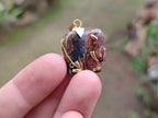 Polished Banded Tiger Iron Jasper Elephant Pendant with 9ct Gold Bail and Trim - Sold Per Item - From Australia - Toprock Gemstones and Minerals 