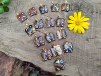 Polished Banded Tiger Iron Jasper Elephant Pendant with 9ct Gold Bail and Trim - Sold Per Item - From Australia - Toprock Gemstones and Minerals 