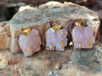 Polished Rose Quartz Elephant Pendant with 9ct Gold Bail and Trim - Sold Per Item - From South Africa - Toprock Gemstones and Minerals 