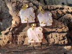 Polished Rose Quartz Elephant Pendant with 9ct Gold Bail and Trim - Sold Per Item - From South Africa - Toprock Gemstones and Minerals 