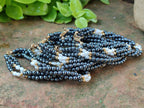 Polished Hematite and Freshwater Pearl Beaded Bracelet - Sold Per Item - From Southern Africa - Toprock Gemstones and Minerals 