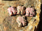 Polished Rhodonite Pink Elephant Pendant with Silver Bail and Trim - Sold Per Item - From Madagascar - Toprock Gemstones and Minerals 