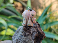 Polished Rhodonite Pink Elephant Pendant with Silver Bail and Trim - Sold Per Item - From Madagascar - Toprock Gemstones and Minerals 