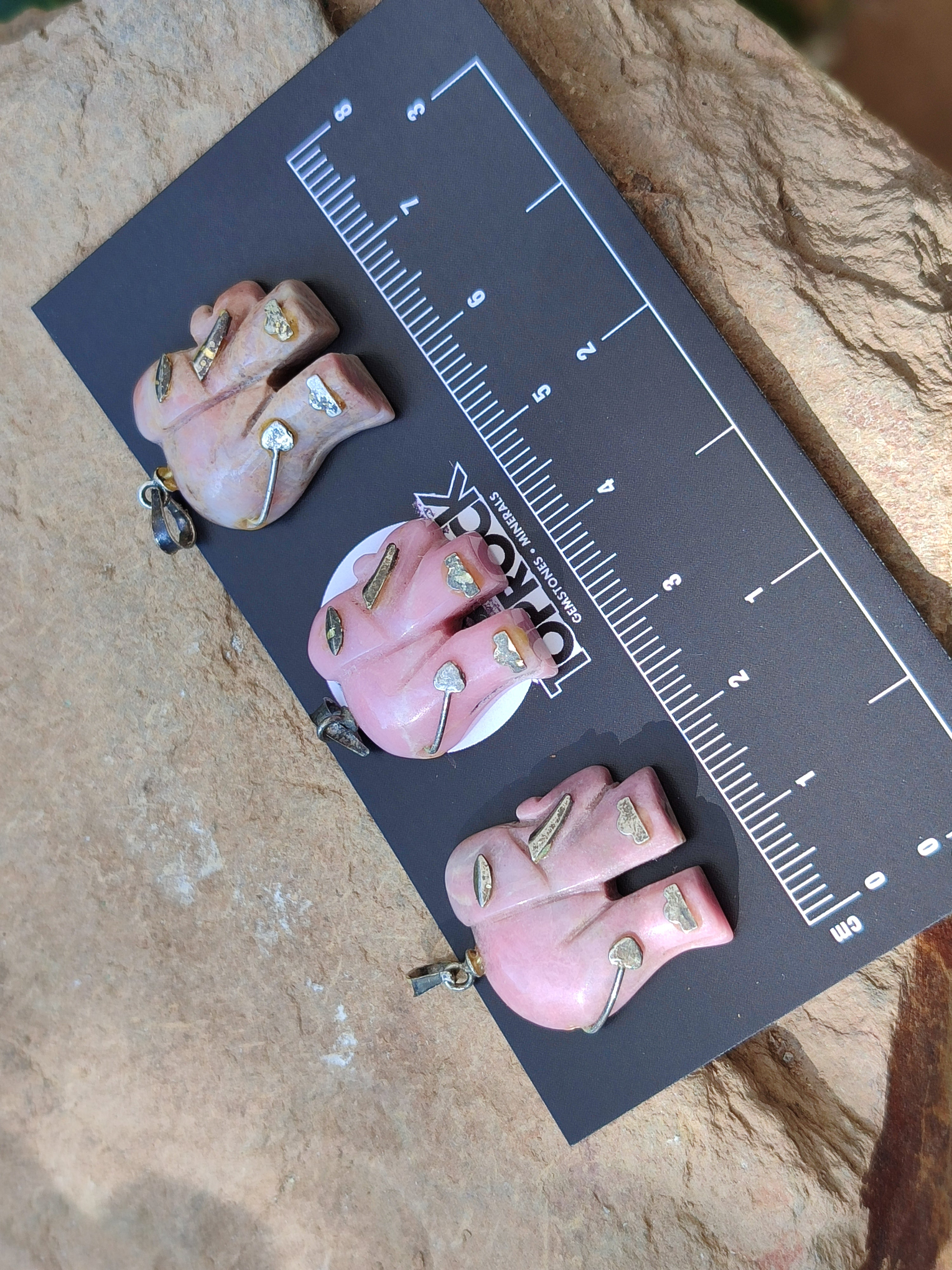 Polished Rhodonite Pink Elephant Pendant with Silver Bail and Trim - Sold Per Item - From Madagascar - Toprock Gemstones and Minerals 