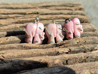 Polished Rhodonite Pink Elephant Pendant with Silver Bail and Trim - Sold Per Item - From Madagascar - Toprock Gemstones and Minerals 