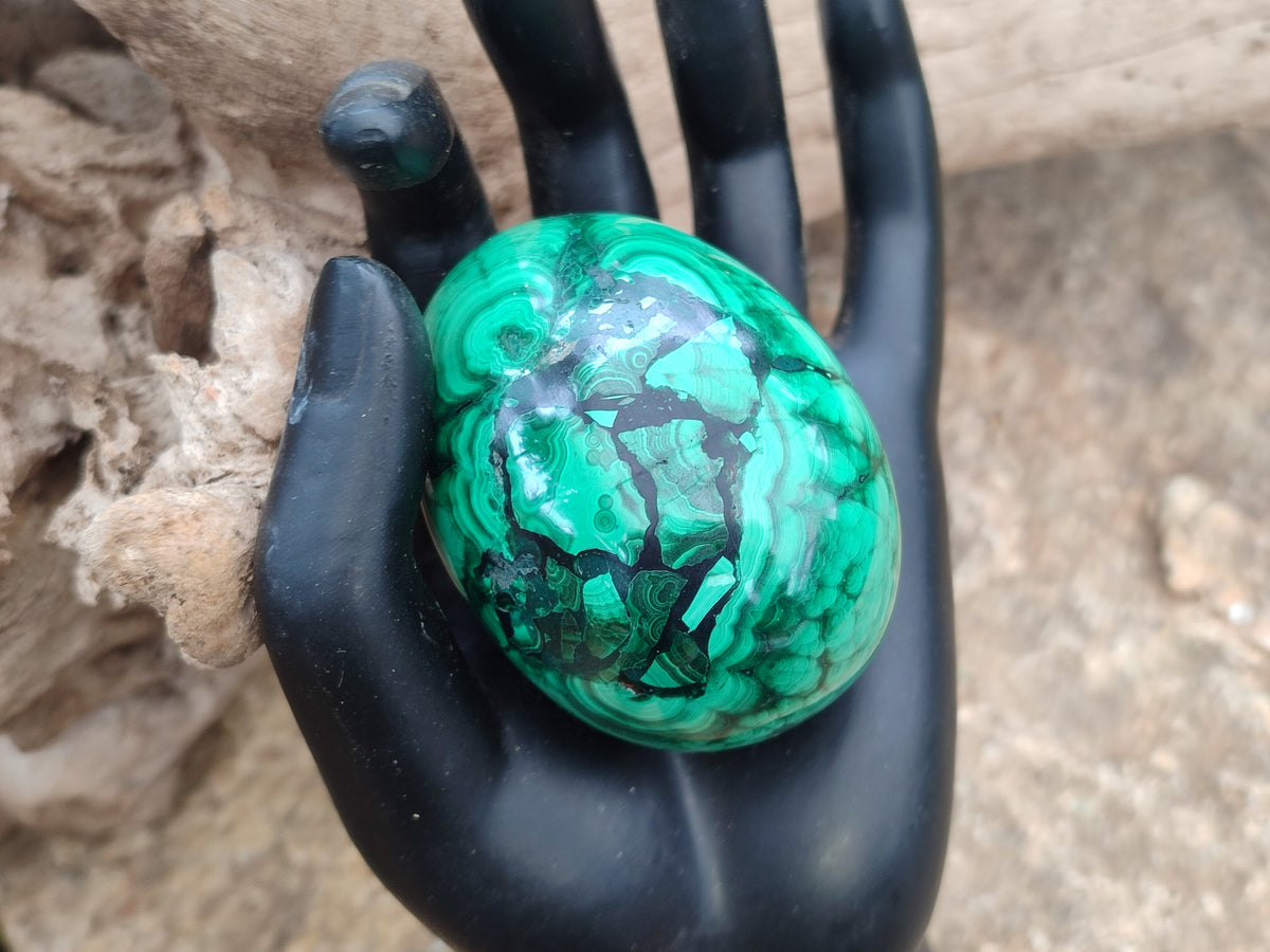 Polished Flower Banded Malachite Eggs x 4 From Congo - Toprock Gemstones and Minerals 