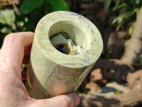 Polished Butter Jade Candle Holders x 2 From South Africa - Toprock Gemstones and Minerals 
