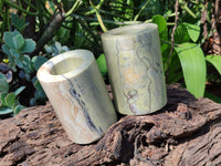 Polished Butter Jade Candle Holders x 2 From South Africa - Toprock Gemstones and Minerals 