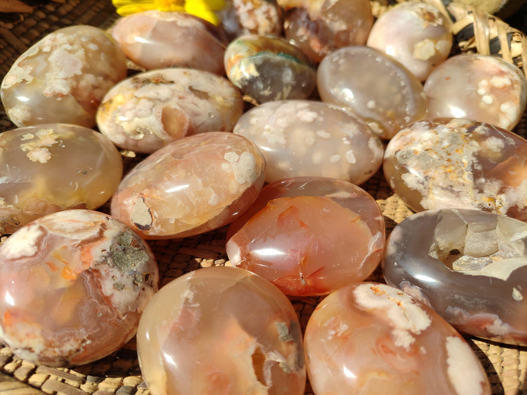 Polished Flower Agate Palm Stones x 24 From Madagascar - Toprock Gemstones and Minerals 