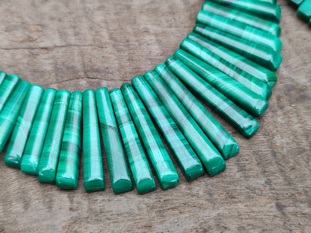 Polished Flower Banded Malachite Egyptian Choker Necklace - Sold Per Item - From Congo - Toprock Gemstones and Minerals 