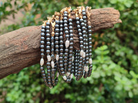 Polished Hematite and Freshwater Pearl Beaded Bracelet - Sold Per Item - From Southern Africa