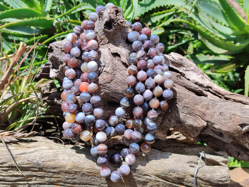 Polished Botswana Agate Beaded Necklace - Sold Per Item- From Botswana - Toprock Gemstones and Minerals 