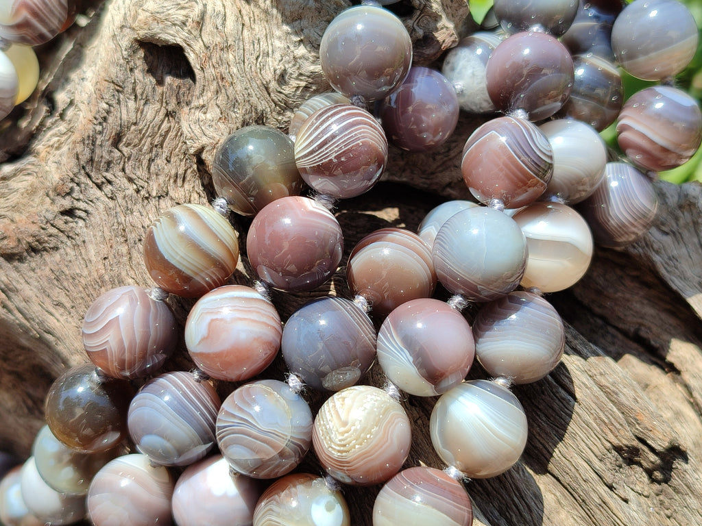 Polished Botswana Agate Beaded Necklace - Sold Per Item- From Botswana - Toprock Gemstones and Minerals 