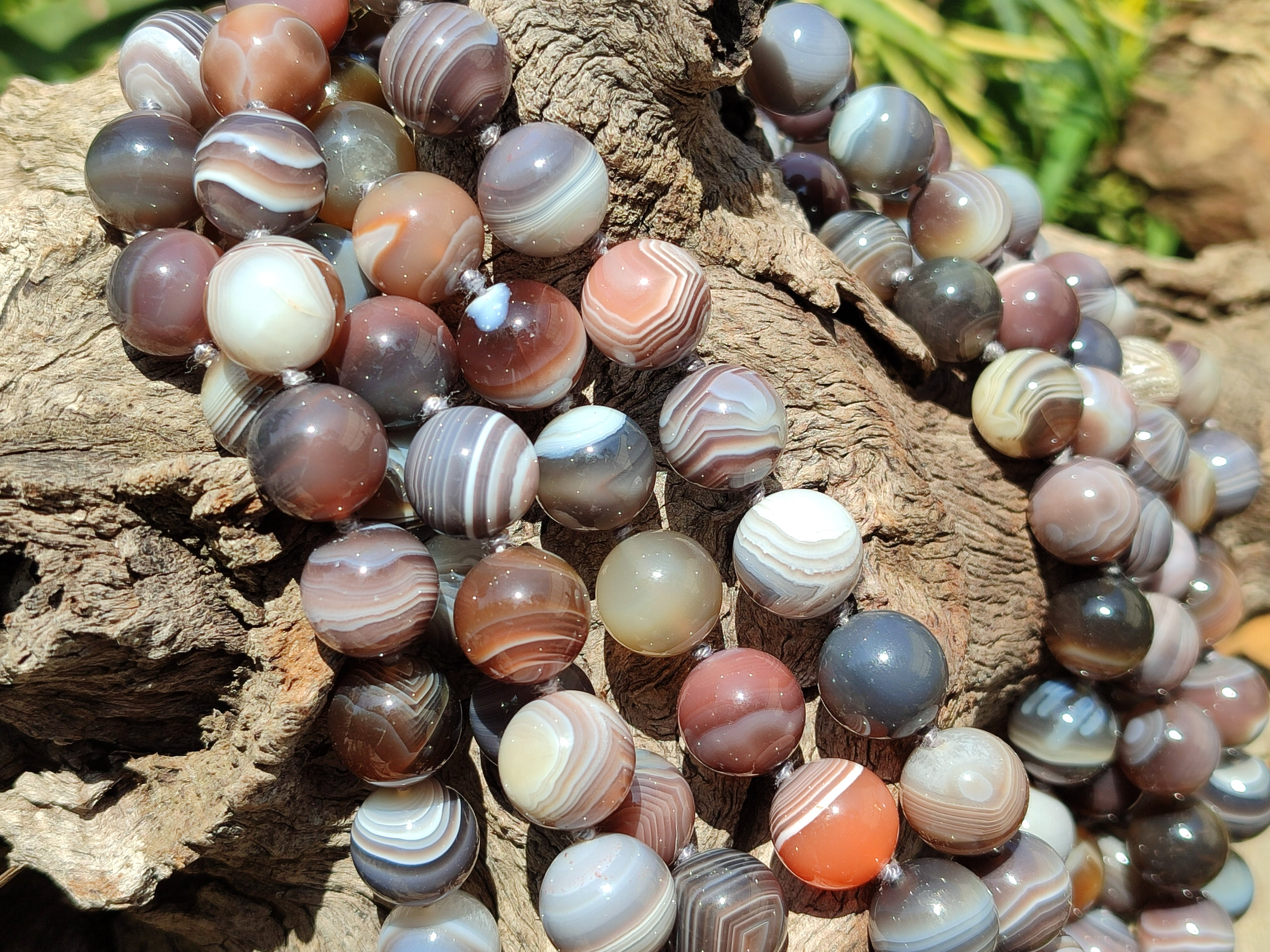 Polished Botswana Agate Beaded Necklace - Sold Per Item- From Botswana - Toprock Gemstones and Minerals 