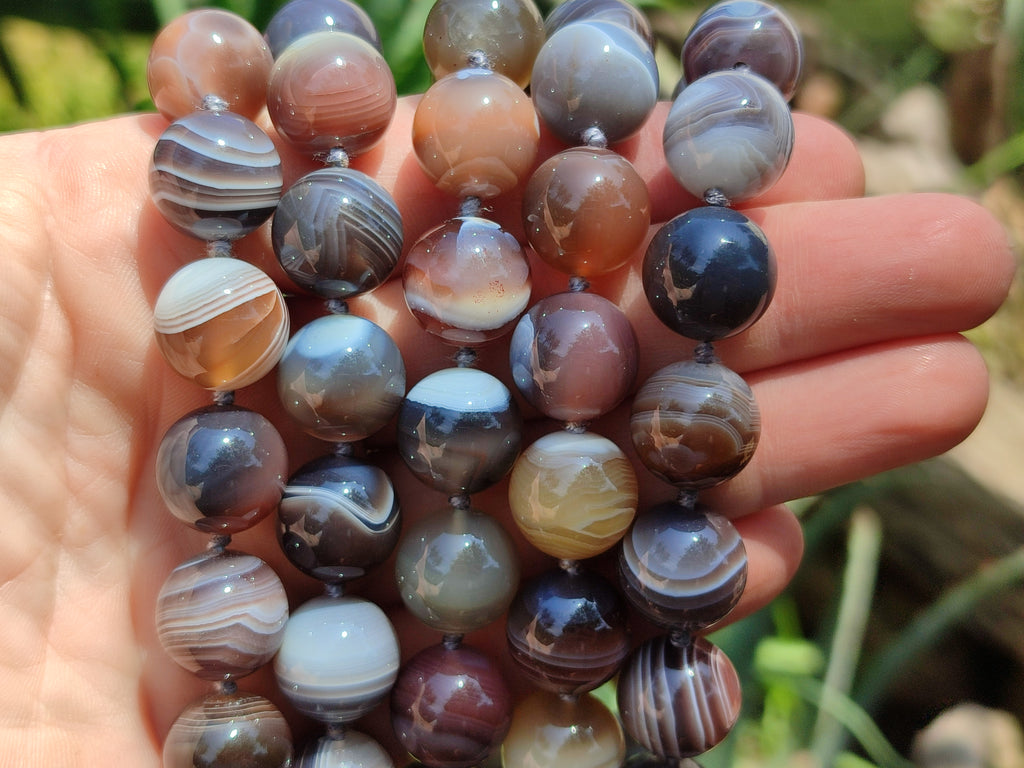 Polished Botswana Agate Beaded Necklace - Sold Per Item- From Botswana - Toprock Gemstones and Minerals 