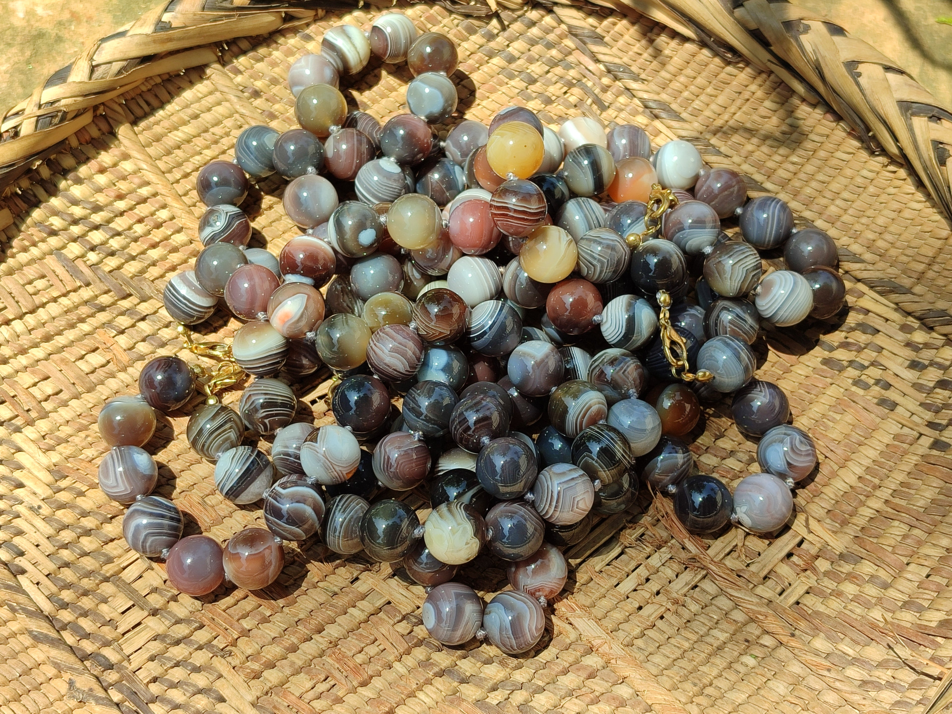 Polished Botswana Agate Beaded Necklace - Sold Per Item- From Botswana - Toprock Gemstones and Minerals 