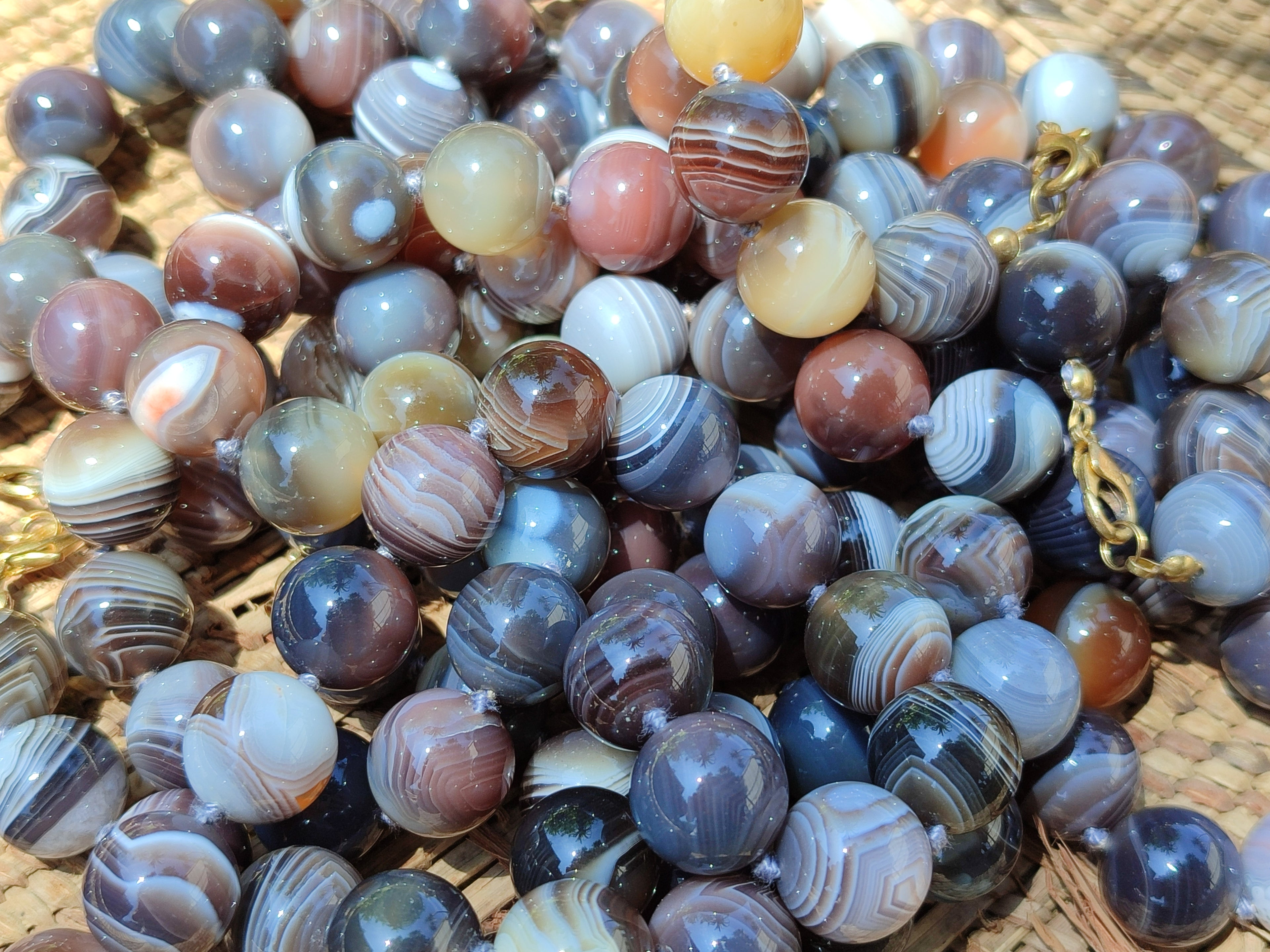 Polished Botswana Agate Beaded Necklace - Sold Per Item- From Botswana - Toprock Gemstones and Minerals 