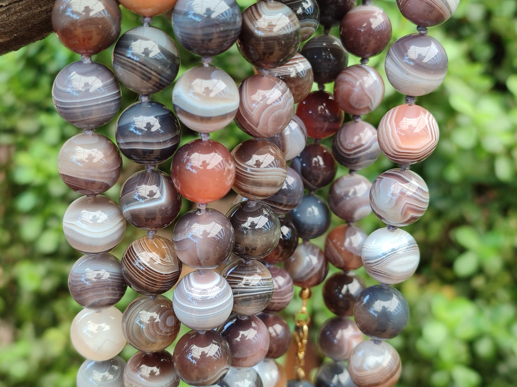 Polished Botswana Agate Beaded Necklace - Sold Per Item- From Botswana - Toprock Gemstones and Minerals 