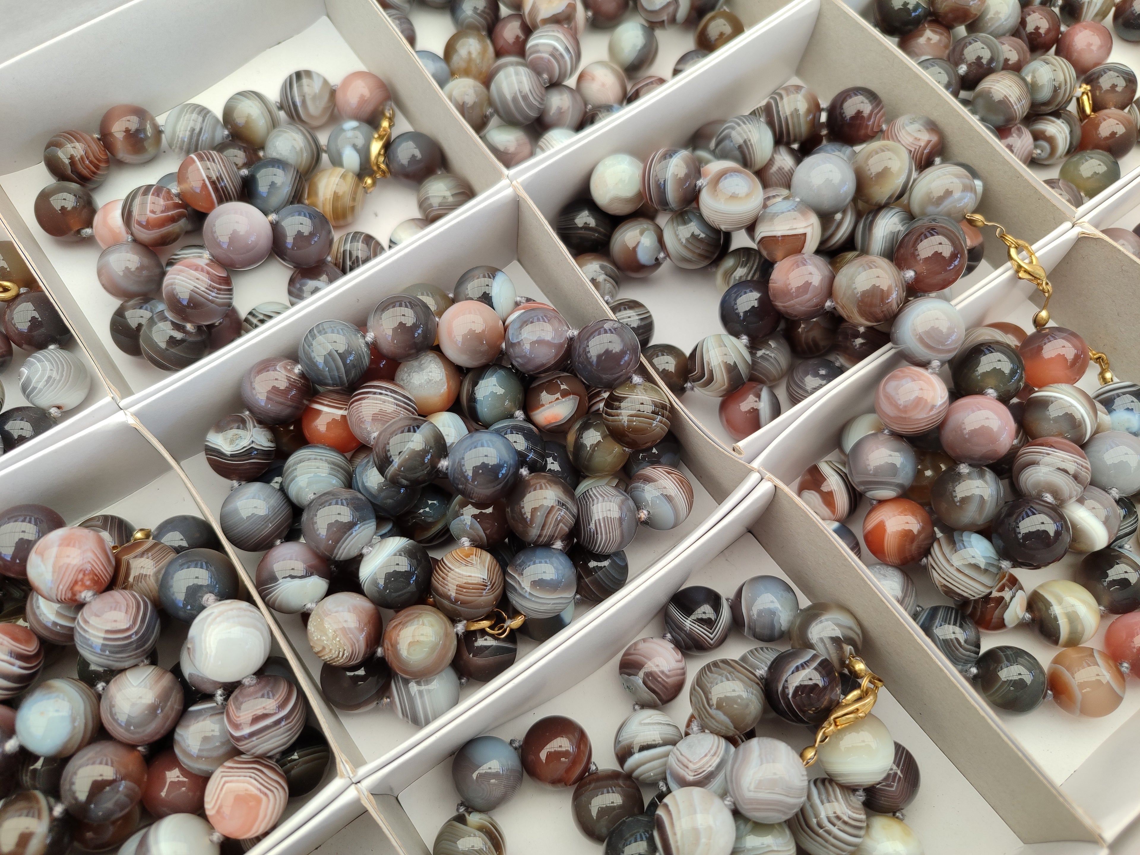 Polished Botswana Agate Beaded Necklace - Sold Per Item- From Botswana - Toprock Gemstones and Minerals 