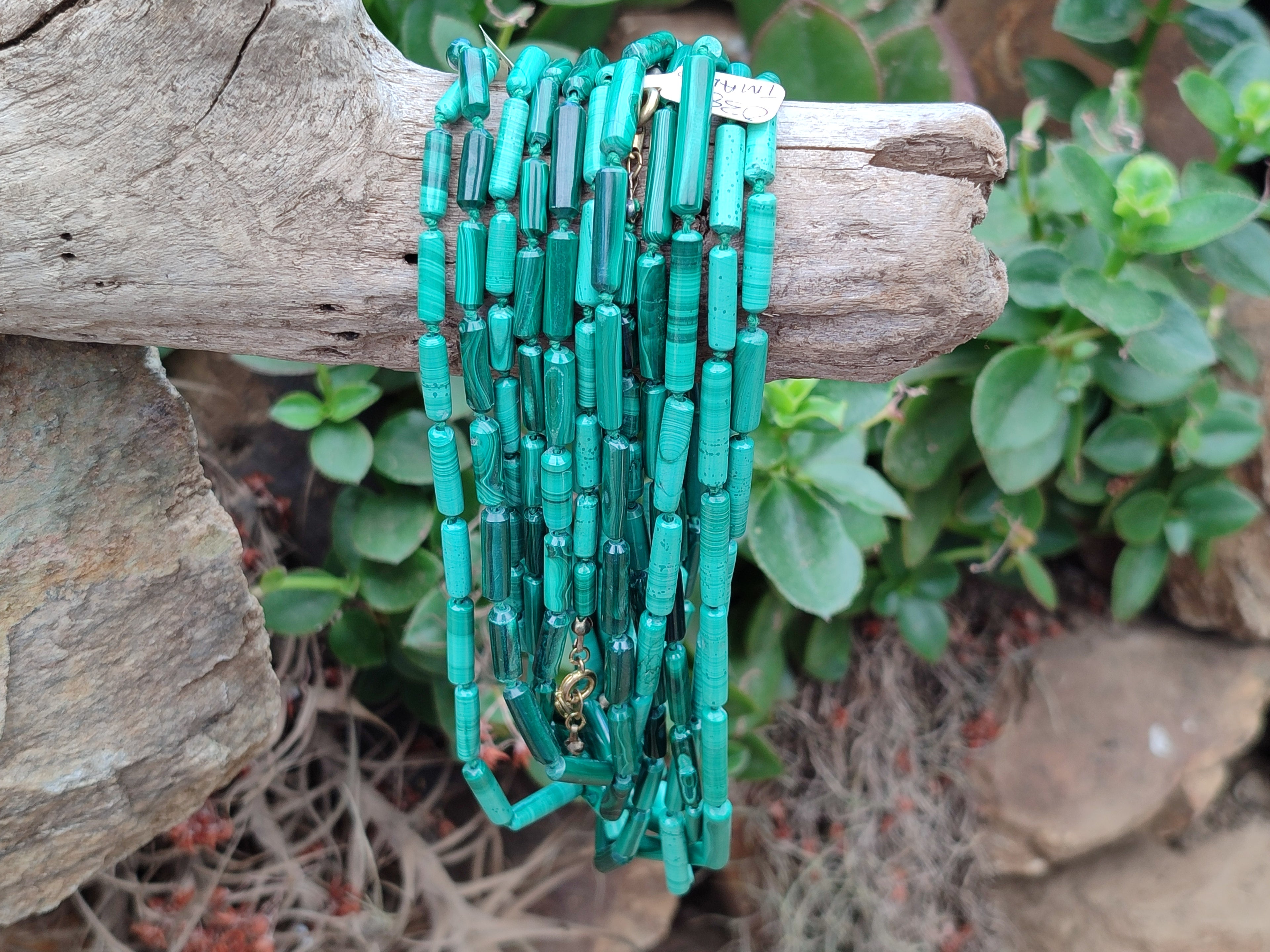 Polished Malachite Barrel Shaped Beaded Necklace - Sold Per Item- From Congo - Toprock Gemstones and Minerals 