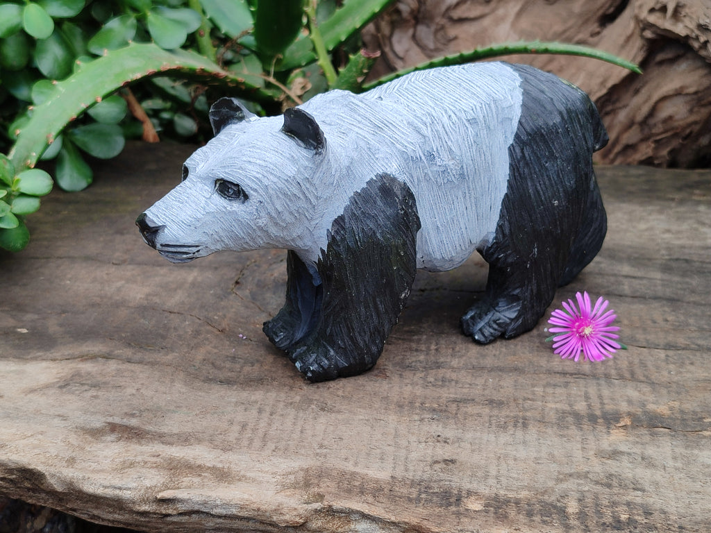 Hand Made Wonder Stone Panda Carving x 1 From Zimbabwe - Toprock Gemstones and Minerals 