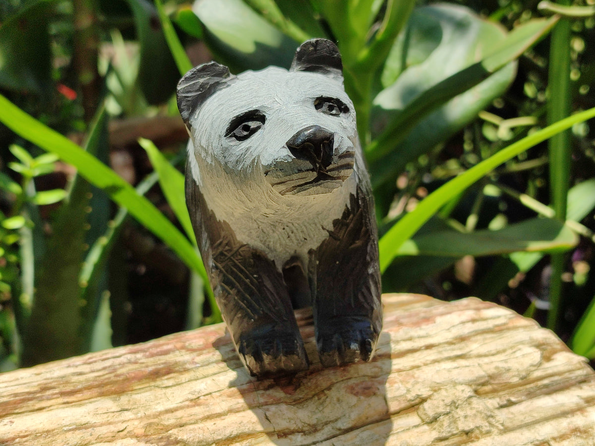 Hand Made Wonder Stone Panda Carving x 1 From Zimbabwe - Toprock Gemstones and Minerals 