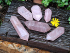 Polished Double Terminated Rose Quartz Points x 6 From Ambatondrazaka, Madagascar - Toprock Gemstones and Minerals 
