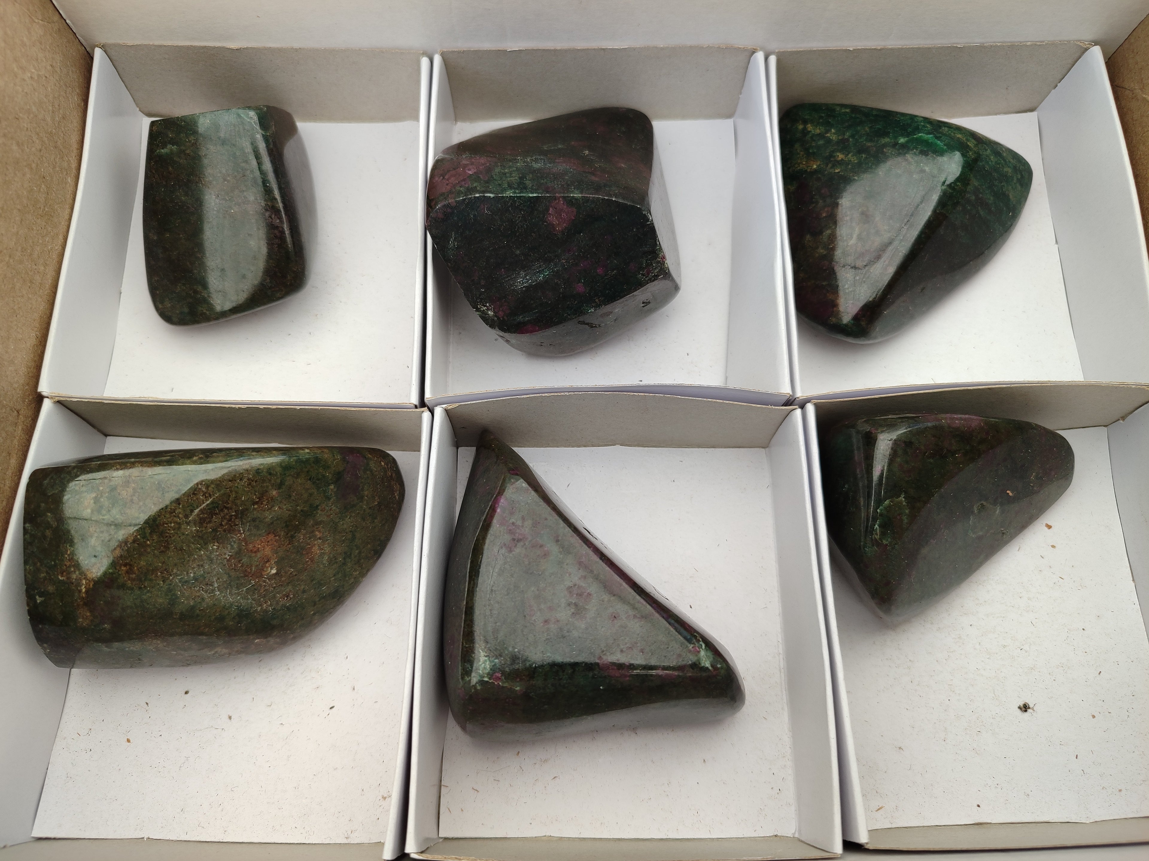 Polished Ruby Corundum In Chrome Verdite Free Forms x 6 From Zimbabwe - Toprock Gemstones and Minerals 