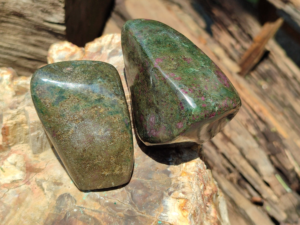 Polished Ruby Corundum In Chrome Verdite Free Forms x 6 From Zimbabwe - Toprock Gemstones and Minerals 