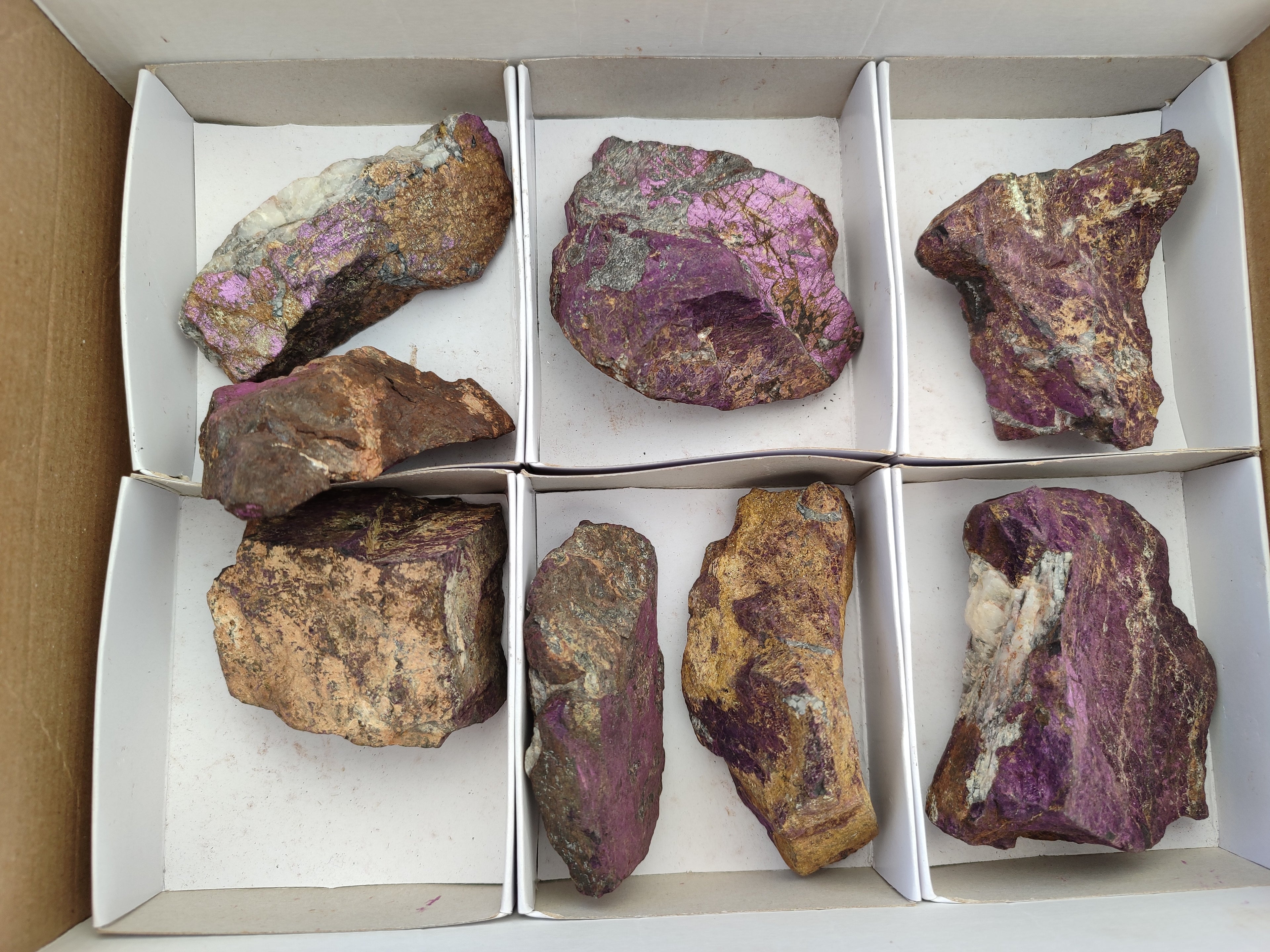 Natural Metallic Purpurite Cobbed Specimens x 8 From Erongo, Namibia - Toprock Gemstones and Minerals 