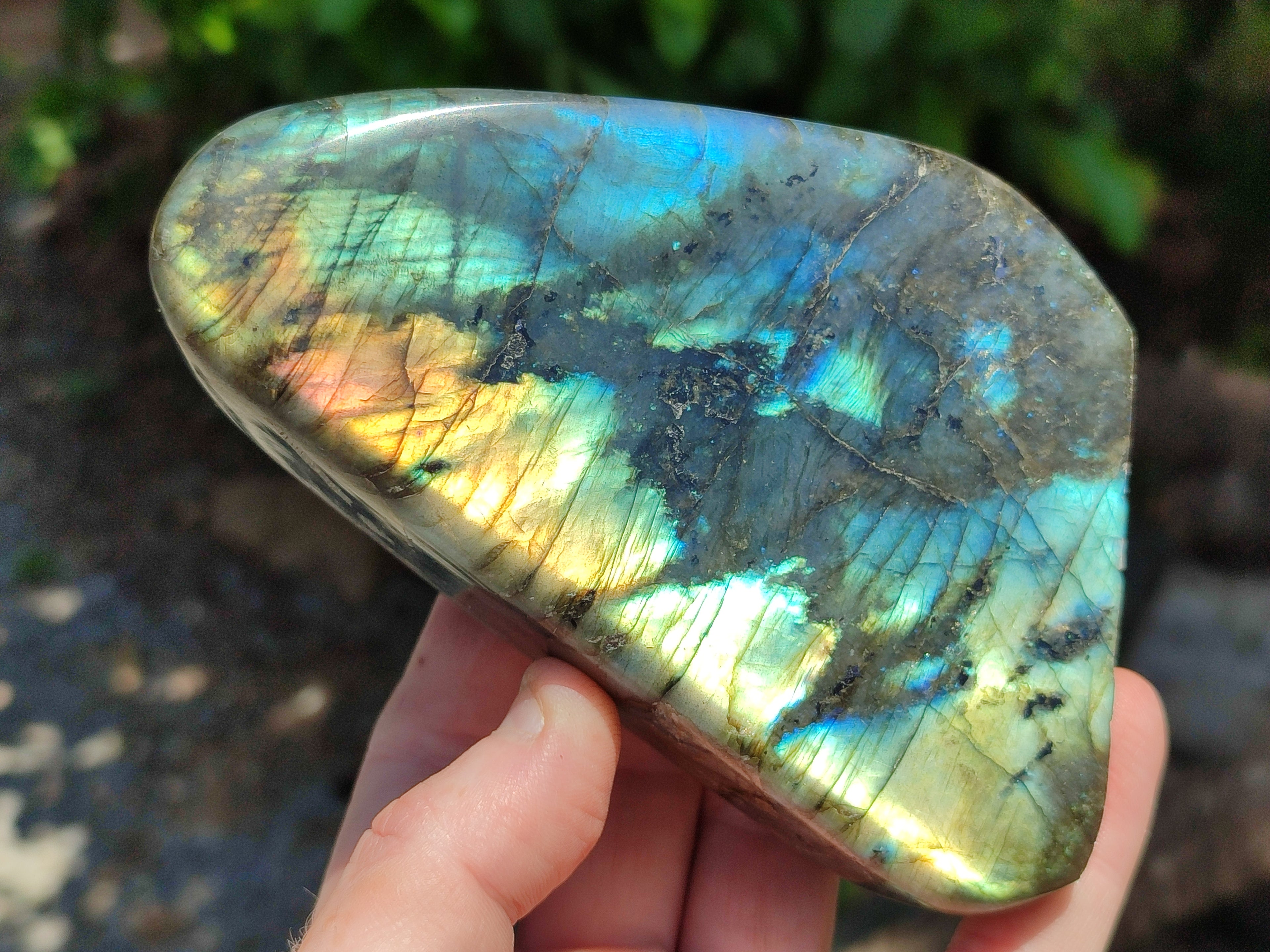Polished Labradorite Standing Free Forms x 3 From Tulear, Madagascar - Toprock Gemstones and Minerals 