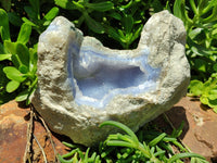 Natural Blue Lace Agate Geode Specimens x 3 From Malawi - Toprock Gemstones and Minerals 