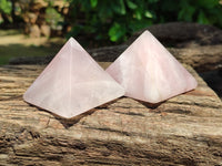 Polished Rose Quartz Pyramids x 4 From Madagascar