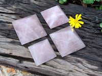 Polished Rose Quartz Pyramids x 4 From Madagascar