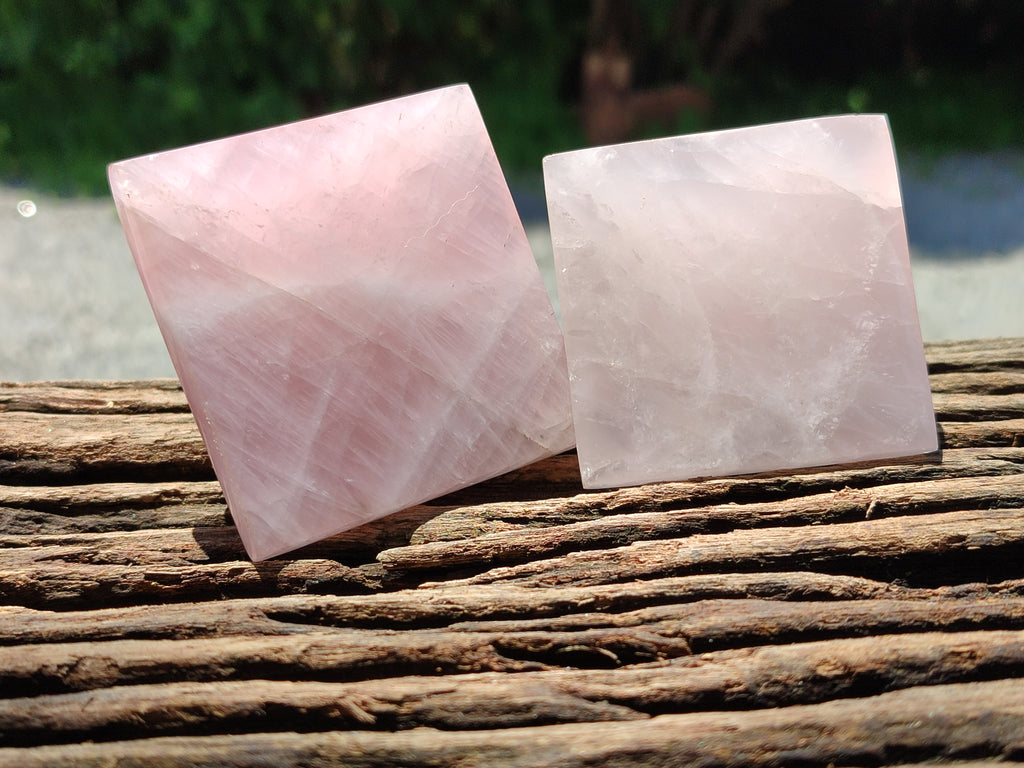Polished Rose Quartz Pyramids x 4 From Madagascar - Toprock Gemstones and Minerals 