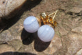 Polished Pair of Blue Lace Agate Stud Earrings - sold per Pair - From Namibia - Toprock Gemstones and Minerals 