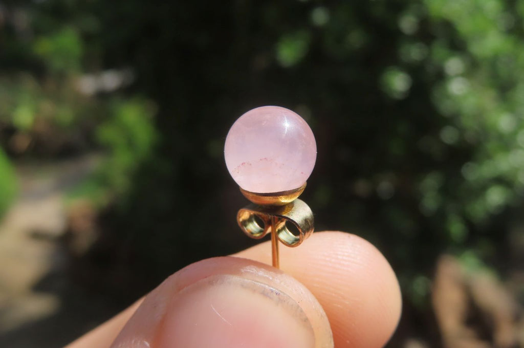 Polished Pair of Rose Quartz Stud Earrings - sold per Pair - From South Africa - Toprock Gemstones and Minerals 