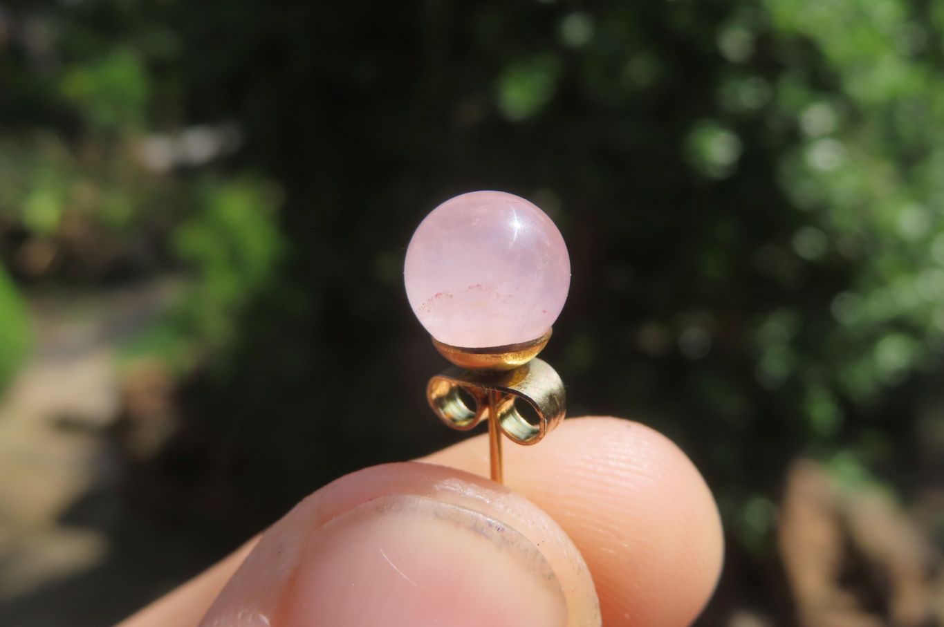 Polished Pair of Rose Quartz Stud Earrings - sold per Pair - From South Africa - Toprock Gemstones and Minerals 