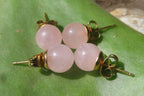 Polished Pair of Rose Quartz Stud Earrings - sold per Pair - From South Africa - Toprock Gemstones and Minerals 