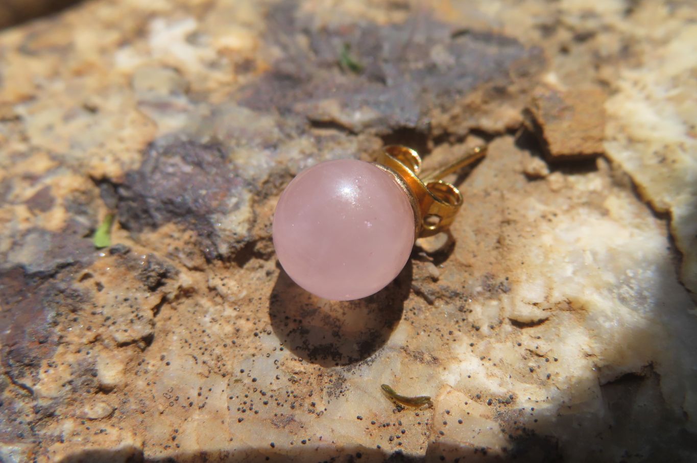 Polished Pair of Rose Quartz Stud Earrings - sold per Pair - From South Africa - Toprock Gemstones and Minerals 