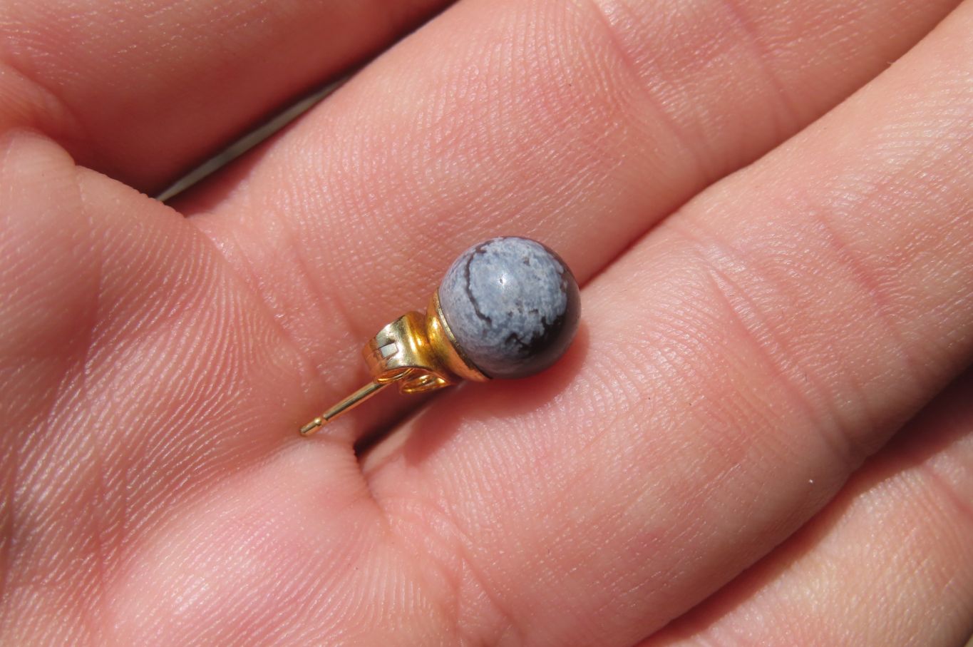 Polished Pair of Snowflake Obsidian Stud Earrings - sold per Pair - From Mexico - Toprock Gemstones and Minerals 
