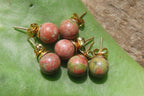 Polished Pair of Unakite Stud Earrings - Sold per Pair - From South Africa - Toprock Gemstones and Minerals 